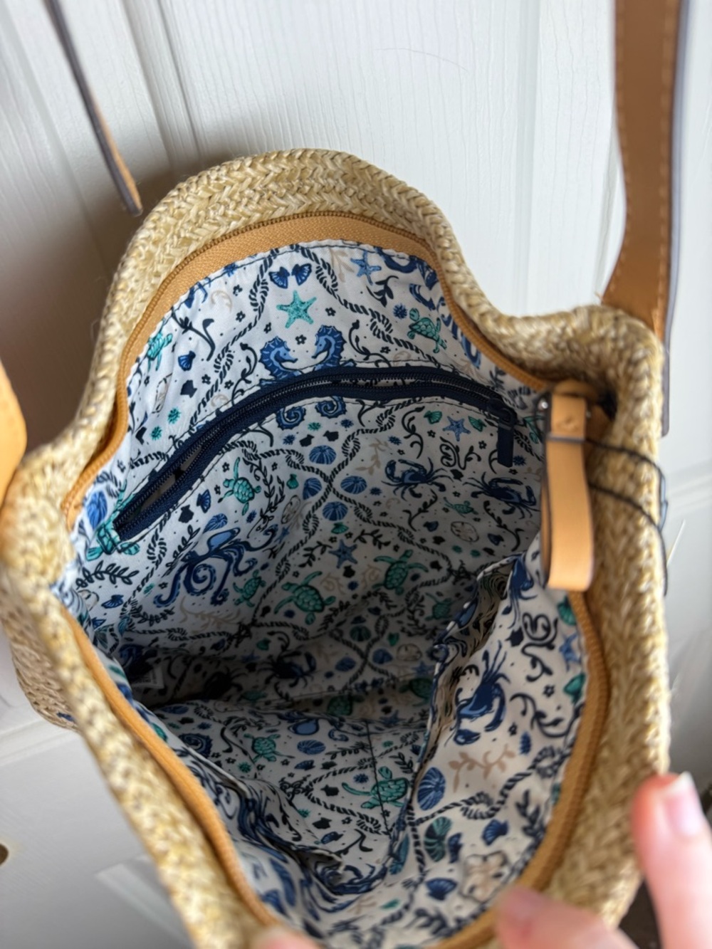 NWT Vera Bradley Natural Sea Life Straw Crossbody Purse Retired - Picture 6 of 8
